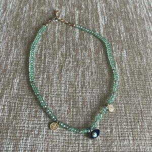 Green crystal evil eye necklace